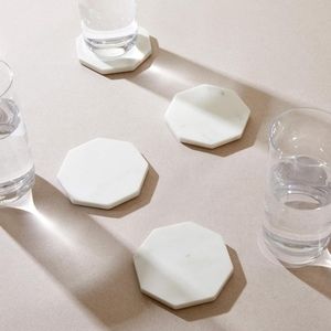 Causebox x Zeal Living Marble Geo Coaster Set White Boho NEW